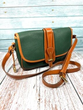 🦆 DOONEY & BOURKE EQUESTRIAN LARGE VINTAGE SHOULDER CROSSBODY BRITISH TAN GREEN